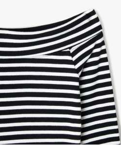 Tee-shirt manches longues avec col Bardot coupe courte femme
